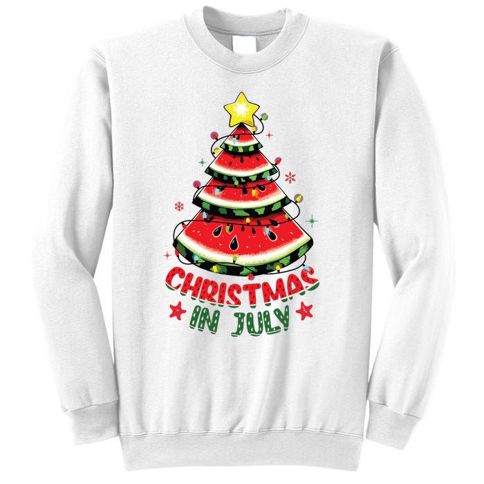 Christmas In July Shirts Watermelon Xmas Tree Sweatshirt