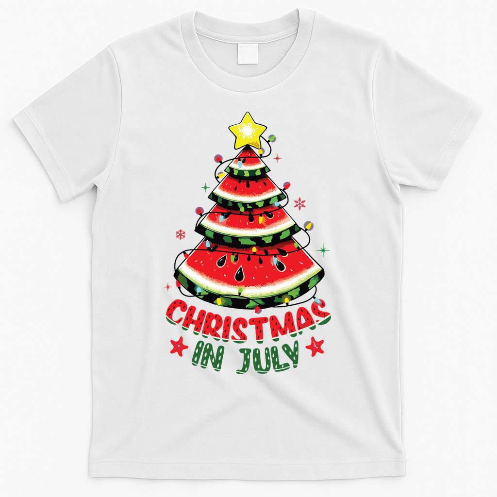 Christmas In July Shirts Watermelon Xmas Tree T-Shirt