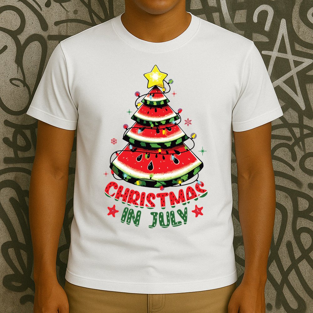 Christmas In July Shirts Watermelon Xmas Tree T-Shirt