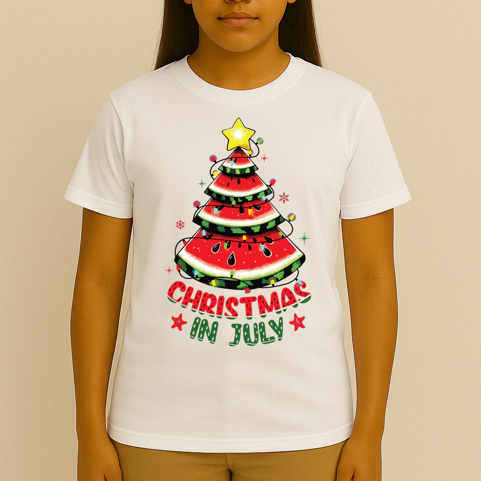 Christmas In July Shirts Watermelon Xmas Tree T-Shirt