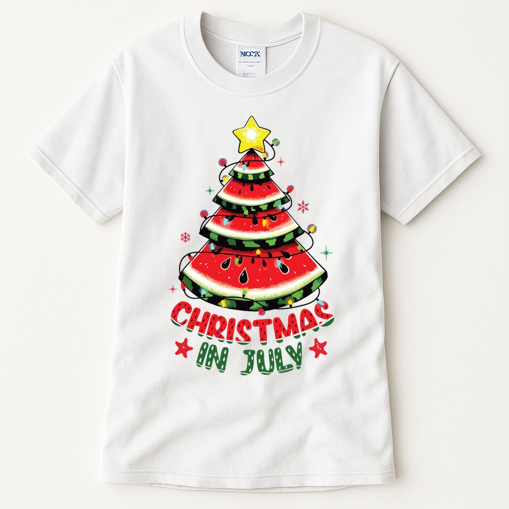 Christmas In July Shirts Watermelon Xmas Tree Tall T-Shirt