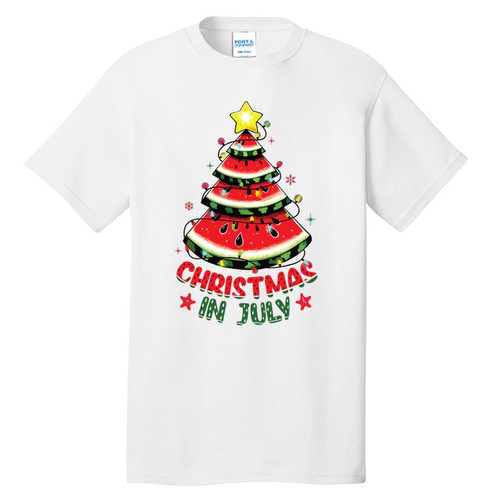 Christmas In July Shirts Watermelon Xmas Tree Tall T-Shirt