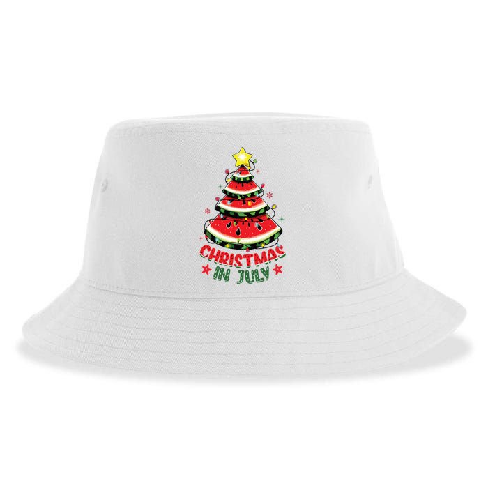 Christmas In July Shirts Watermelon Xmas Tree Sustainable Bucket Hat