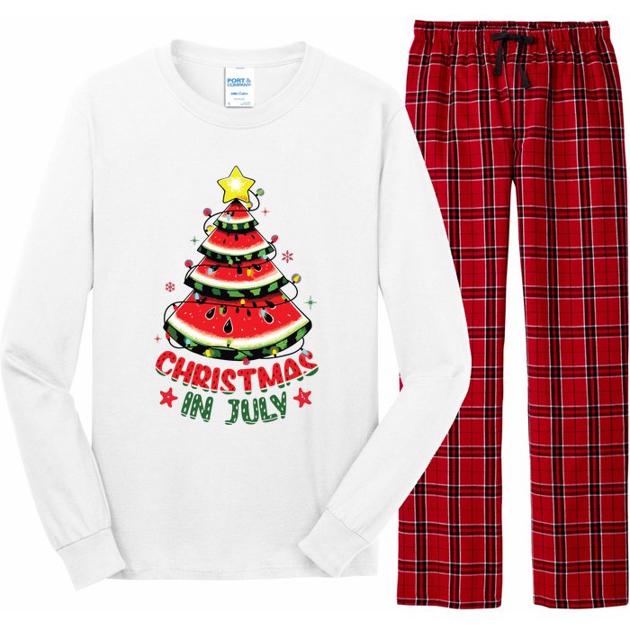 Christmas In July Shirts Watermelon Xmas Tree Long Sleeve Pajama Set