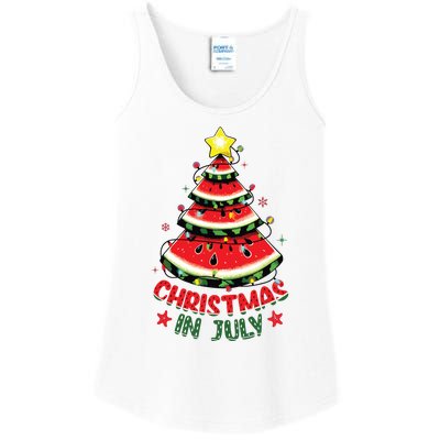 Christmas In July Shirts Watermelon Xmas Tree Ladies Essential Tank