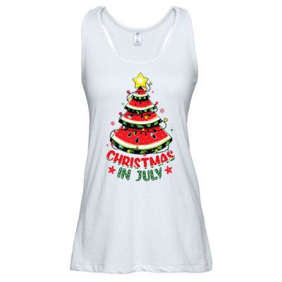 Christmas In July Shirts Watermelon Xmas Tree Ladies Essential Flowy Tank
