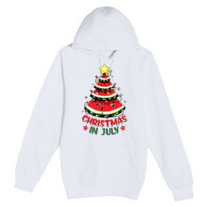 Christmas In July Shirts Watermelon Xmas Tree Premium Pullover Hoodie