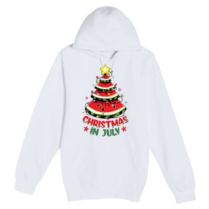 Christmas In July Shirts Watermelon Xmas Tree Premium Pullover Hoodie