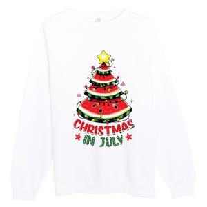 Christmas In July Shirts Watermelon Xmas Tree Premium Crewneck Sweatshirt