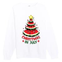 Christmas In July Shirts Watermelon Xmas Tree Premium Crewneck Sweatshirt