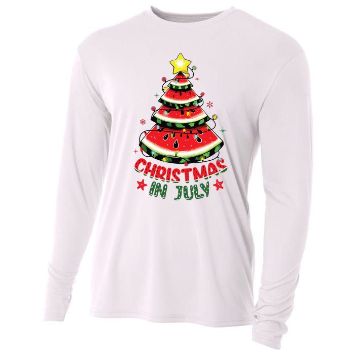 Christmas In July Shirts Watermelon Xmas Tree Cooling Performance Long Sleeve Crew