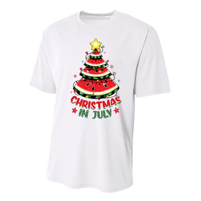 Christmas In July Shirts Watermelon Xmas Tree Performance Sprint T-Shirt