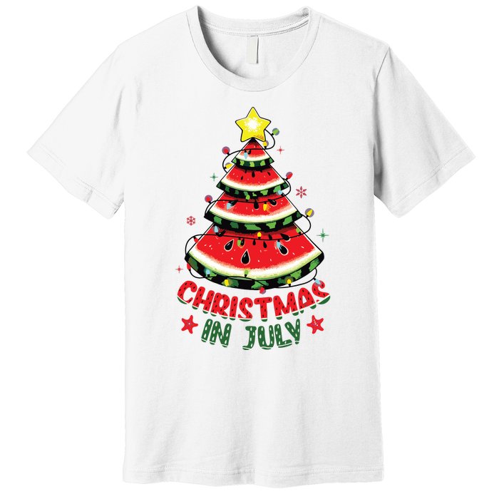 Christmas In July Shirts Watermelon Xmas Tree Premium T-Shirt