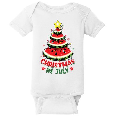 Christmas In July Shirts Watermelon Xmas Tree Baby Bodysuit
