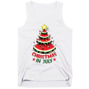 Christmas In July Shirts Watermelon Xmas Tree Tank Top