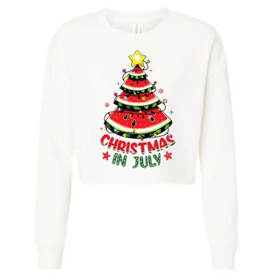 Christmas In July Shirts Watermelon Xmas Tree Cropped Pullover Crew