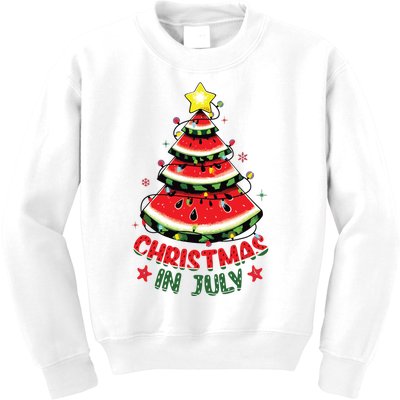 Christmas In July Shirts Watermelon Xmas Tree Kids Sweatshirt