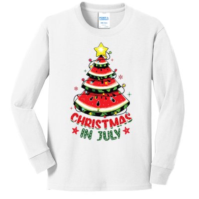 Christmas In July Shirts Watermelon Xmas Tree Kids Long Sleeve Shirt