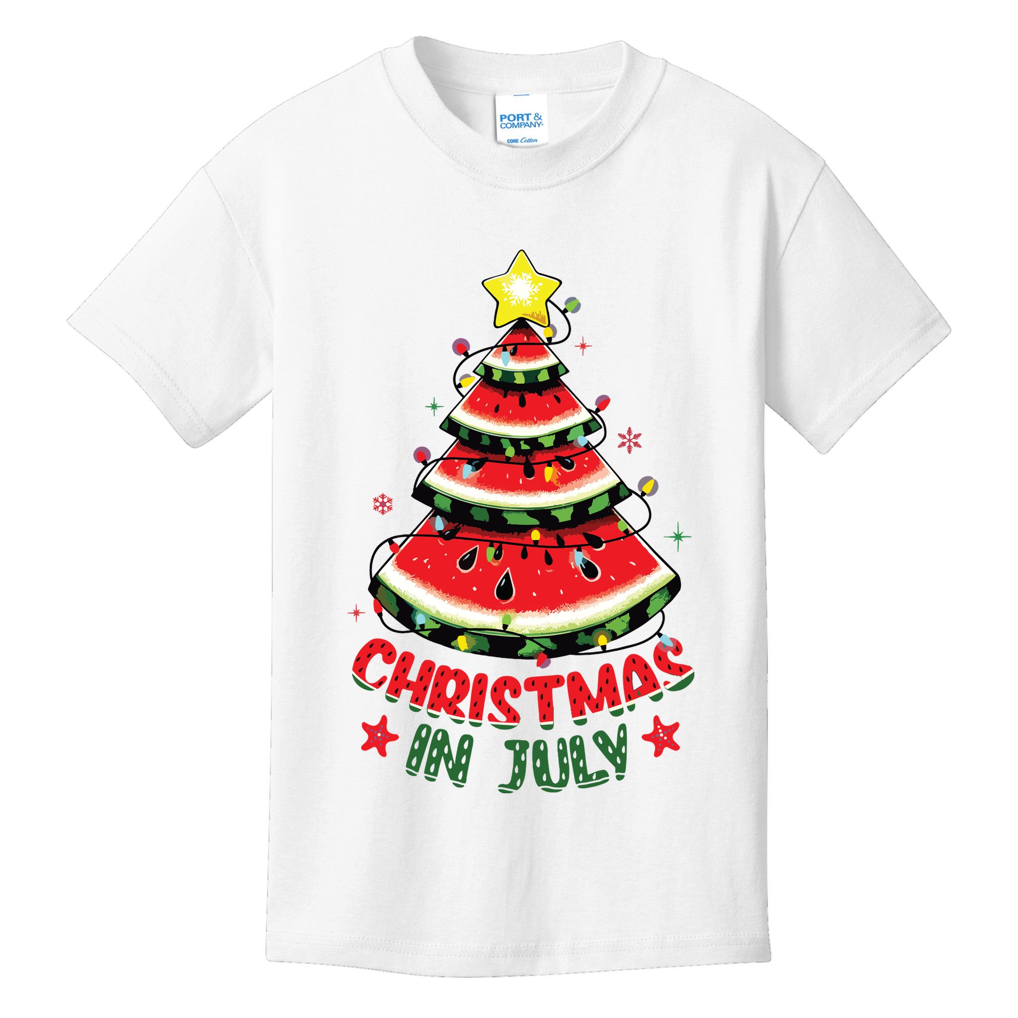 Christmas In July Shirts Watermelon Xmas Tree Kids T-Shirt