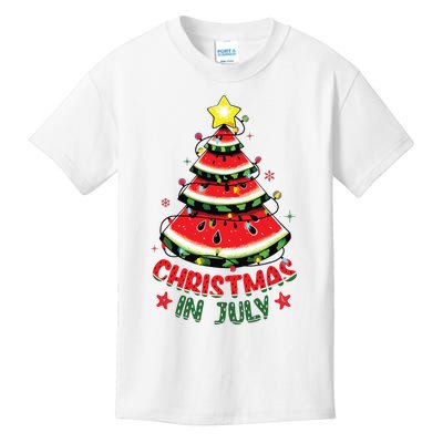 Christmas In July Shirts Watermelon Xmas Tree Kids T-Shirt