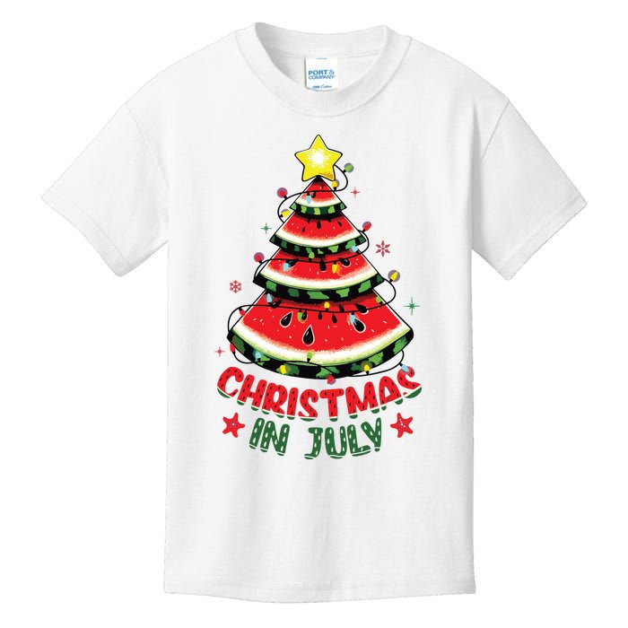 Christmas In July Shirts Watermelon Xmas Tree Kids T-Shirt