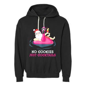 Christmas In July No Cookies Just Cocktails Summer Flamingo Garment-Dyed Fleece Hoodie