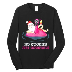 Christmas In July No Cookies Just Cocktails Summer Flamingo Long Sleeve Shirt