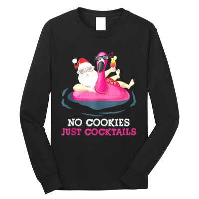 Christmas In July No Cookies Just Cocktails Summer Flamingo Long Sleeve Shirt