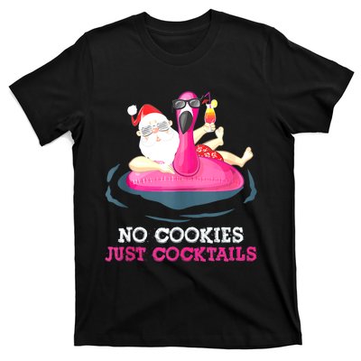 Christmas In July No Cookies Just Cocktails Summer Flamingo T-Shirt