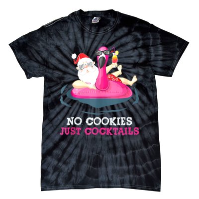 Christmas In July No Cookies Just Cocktails Summer Flamingo Tie-Dye T-Shirt