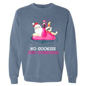 Christmas In July No Cookies Just Cocktails Summer Flamingo Garment-Dyed Sweatshirt