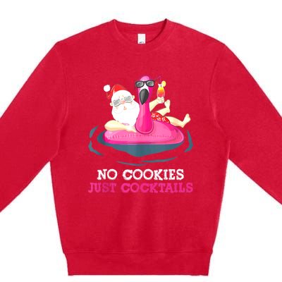 Christmas In July No Cookies Just Cocktails Summer Flamingo Premium Crewneck Sweatshirt