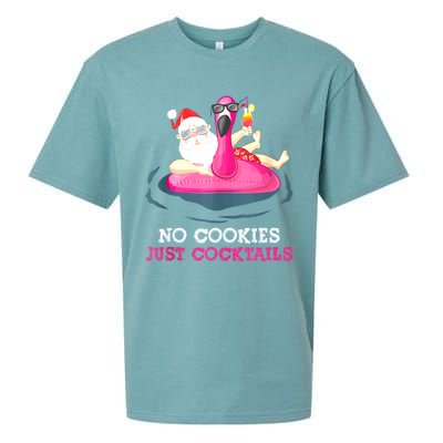 Christmas In July No Cookies Just Cocktails Summer Flamingo Sueded Cloud Jersey T-Shirt