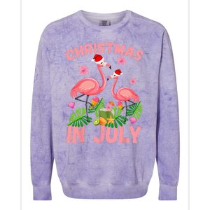 Christmas In July Pink Flamingo Funny Xmas Colorblast Crewneck Sweatshirt