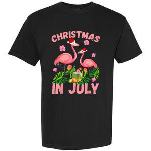 Christmas In July Pink Flamingo Funny Xmas Garment-Dyed Heavyweight T-Shirt