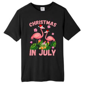 Christmas In July Pink Flamingo Funny Xmas Tall Fusion ChromaSoft Performance T-Shirt