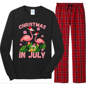 Christmas In July Pink Flamingo Funny Xmas Long Sleeve Pajama Set