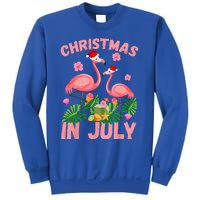 Christmas In July Pink Flamingo Funny Xmas Sweatshirt