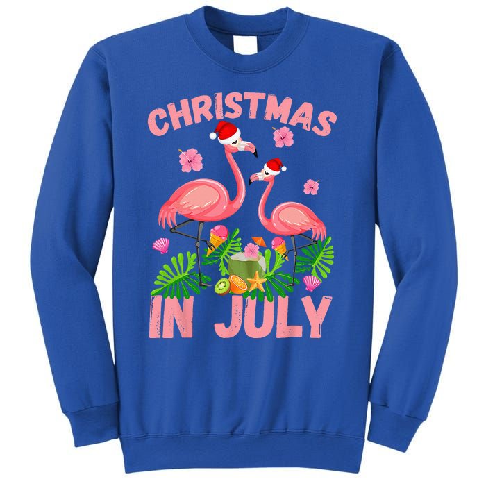 Christmas In July Pink Flamingo Funny Xmas Sweatshirt