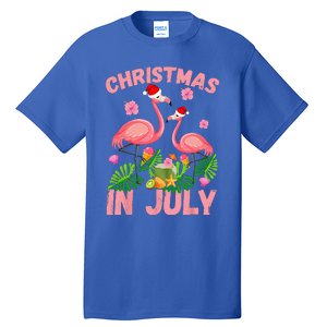 Christmas In July Pink Flamingo Funny Xmas Tall T-Shirt