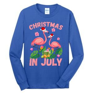 Christmas In July Pink Flamingo Funny Xmas Tall Long Sleeve T-Shirt