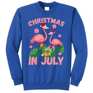 Christmas In July Pink Flamingo Funny Xmas Tall Sweatshirt