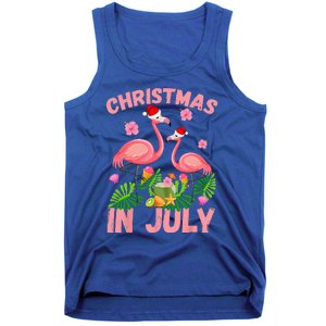 Christmas In July Pink Flamingo Funny Xmas Tank Top