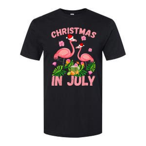 Christmas In July Pink Flamingo Funny Xmas Softstyle CVC T-Shirt