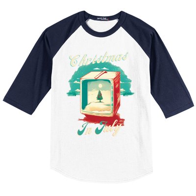 Christmas In July Gift Baseball Sleeve Shirt