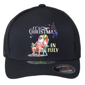 Christmas In July Santa Beach Summer Float Xmas Funny Flexfit Unipanel Trucker Cap