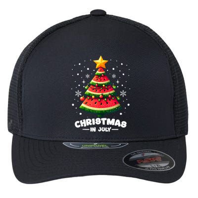 Christmas In July Watermelon Xmas Tree Summer Flexfit Unipanel Trucker Cap