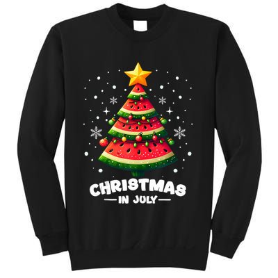 Christmas In July Watermelon Xmas Tree Summer Sweatshirt