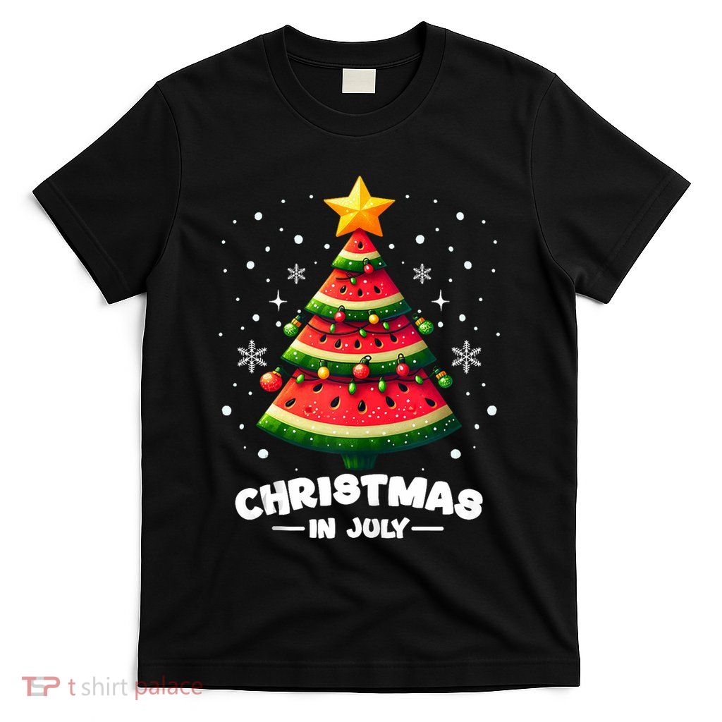 Christmas In July Watermelon Xmas Tree Summer T-Shirt