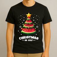 Christmas In July Watermelon Xmas Tree Summer T-Shirt